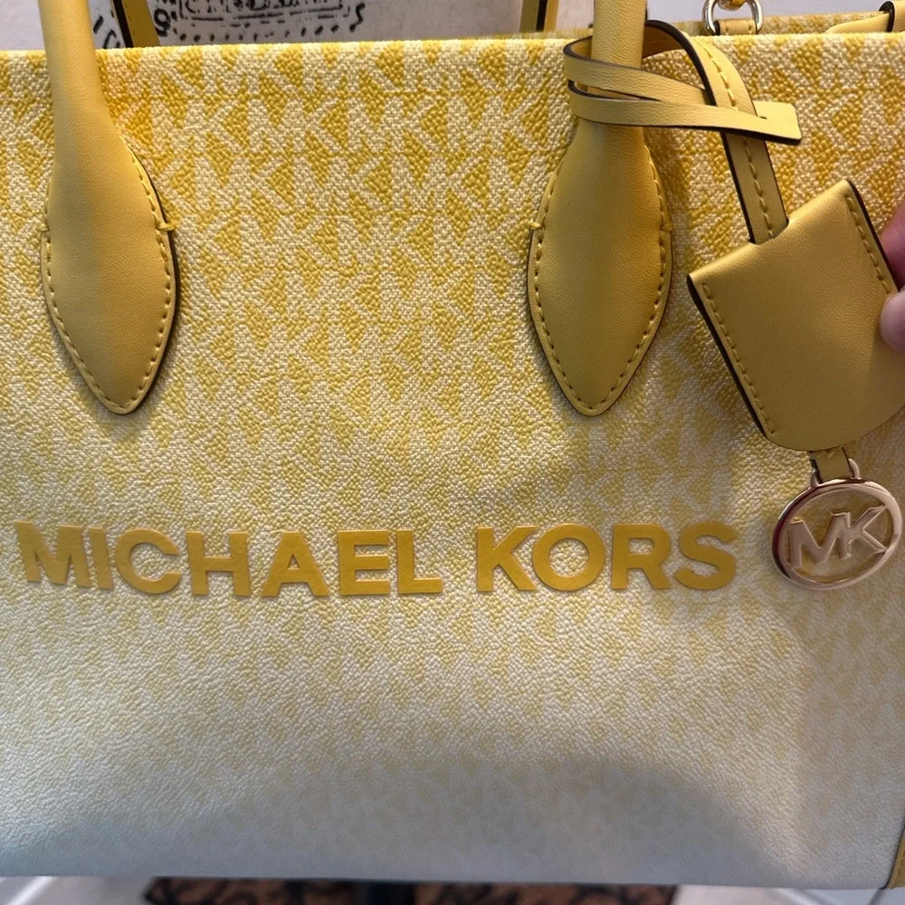 Michael Michael Kors Mirella Yellow Logo Medium Tote Bag